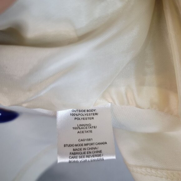 Robert Kitchen Quilted Puffer Jacket Medium Textured Cotton Button Cream - Picture 9 of 14